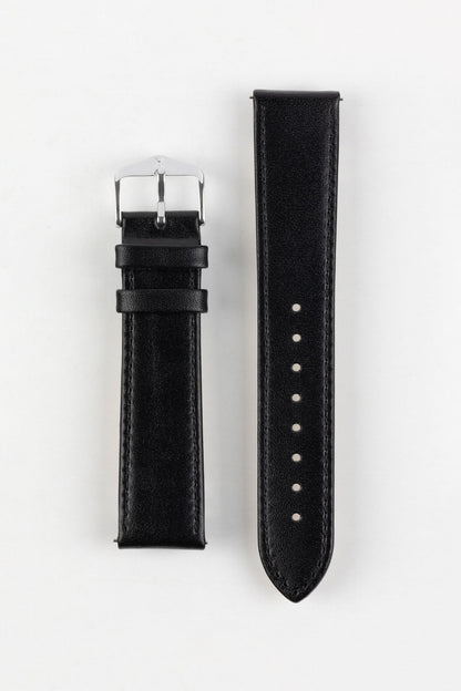 HIRSCH Osiris Quick-Release Calf Leather Strap Black 20mm Silver Buckle | 03475050-20-SB