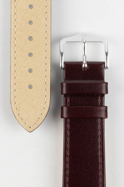HIRSCH Osiris Calf Leather Strap Burgundy 18mm Silver Buckle| 03475010-18-SB