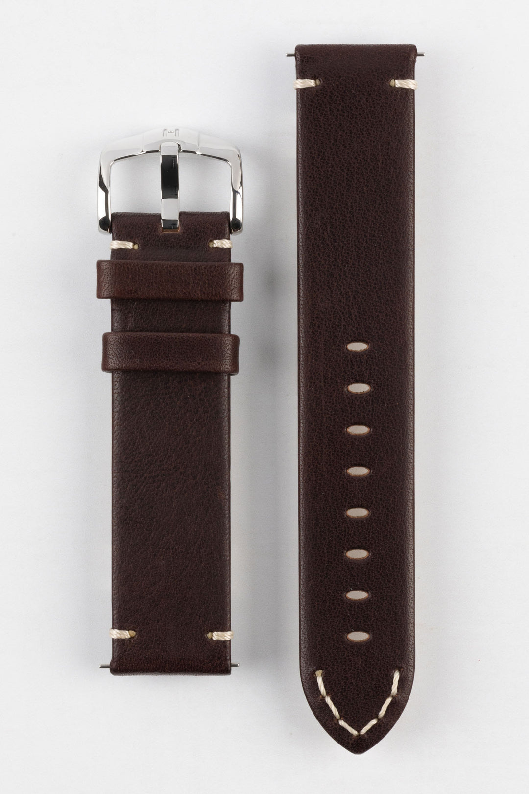 HIRSCH Ranger Retro Leather Parallel Strap Brown 22mm Silver Buckle | 05402010-22-SB
