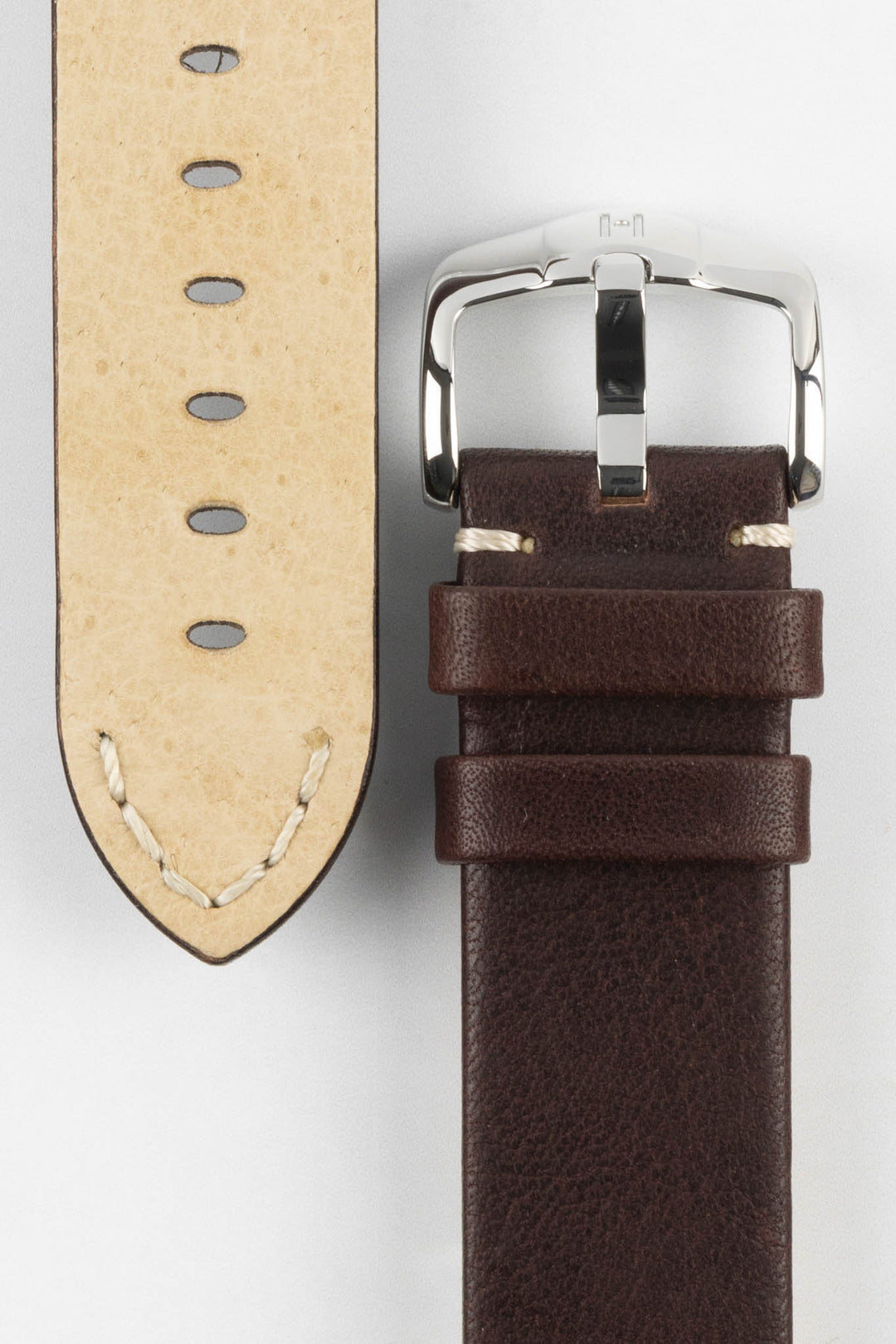 HIRSCH Ranger Retro Leather Parallel Strap Brown 22mm Silver Buckle | 05402010-22-SB