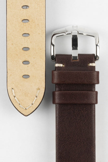 HIRSCH Ranger Retro Leather Parallel Strap Brown 22mm Silver Buckle | 05402010-22-SB