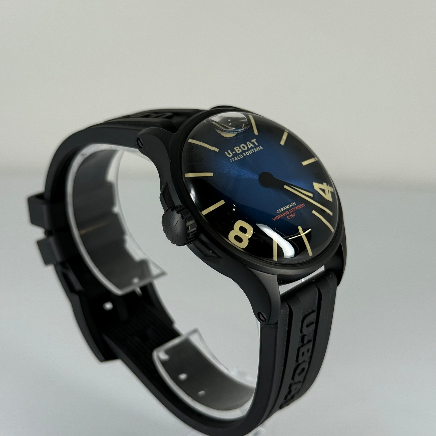 U-Boat Darkmoon Blue Dial Black Rubber Strap Quartz Mens Watch