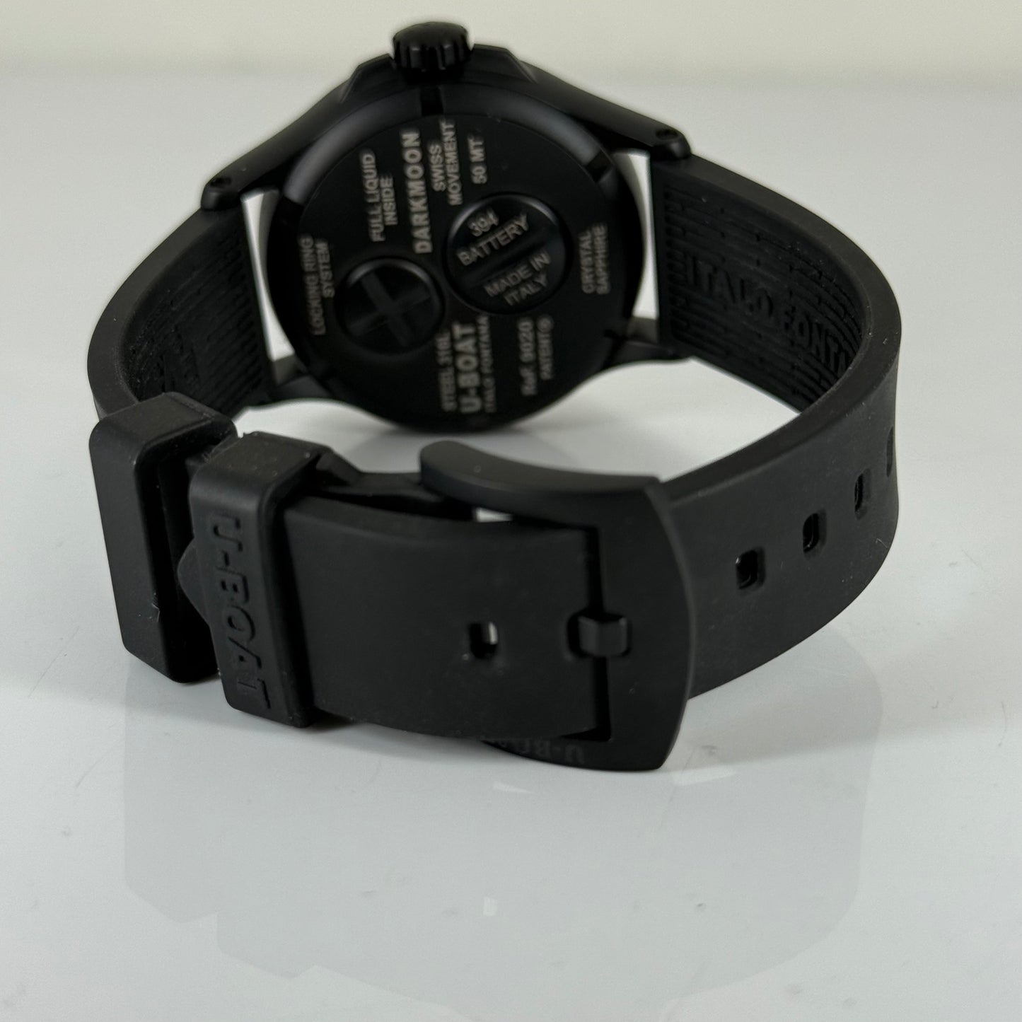 U-Boat Darkmoon Blue Dial Black Rubber Strap Quartz Mens Watch