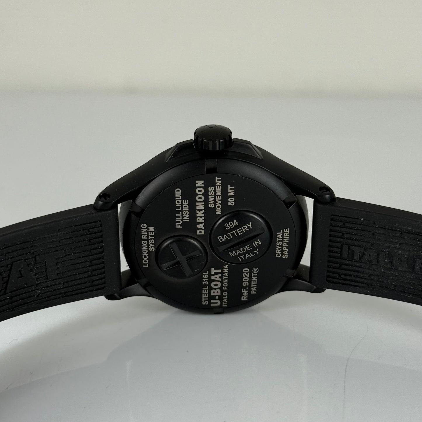 U-Boat Darkmoon Blue Dial Black Rubber Strap Quartz Mens Watch