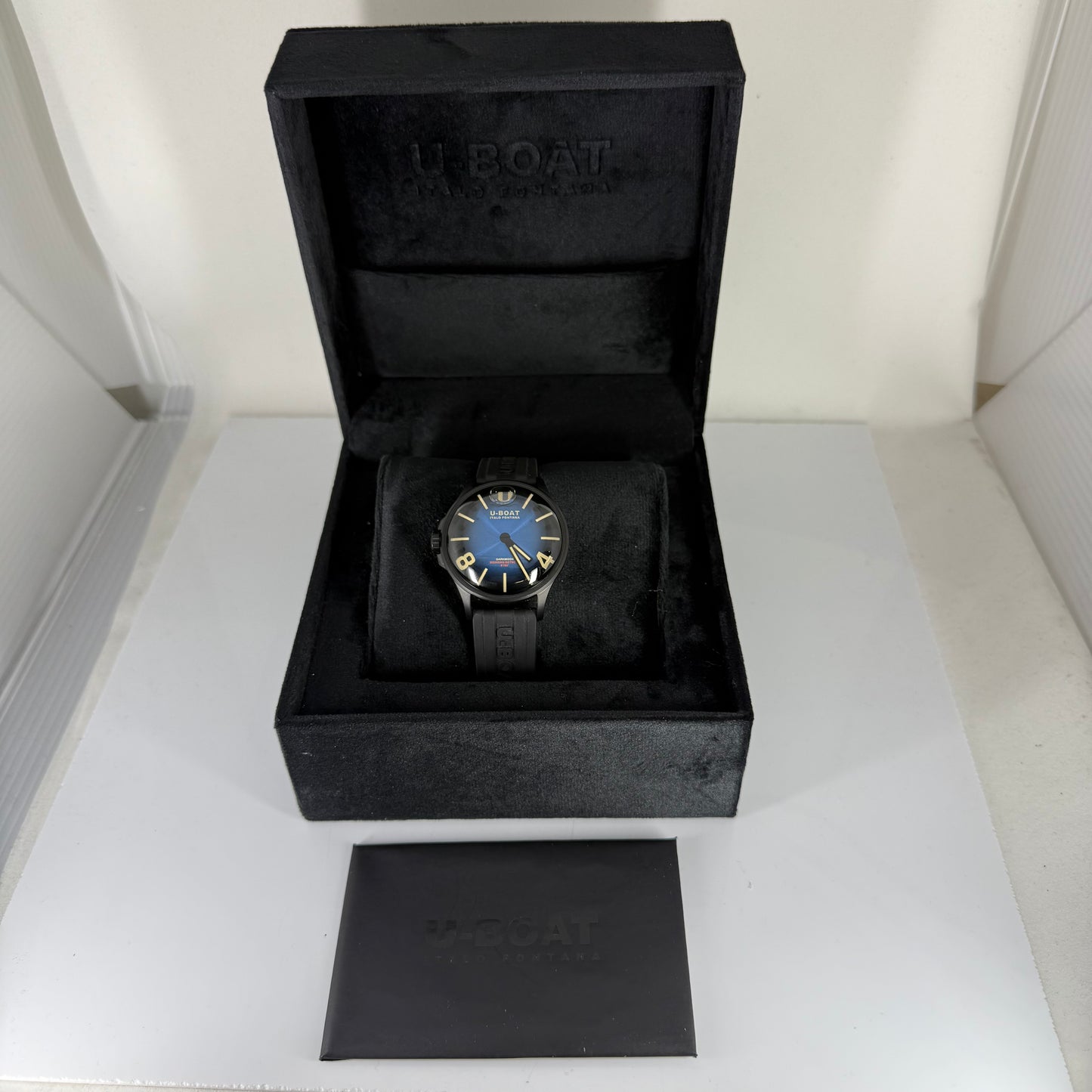 U-Boat Darkmoon Blue Dial Black Rubber Strap Quartz Mens Watch