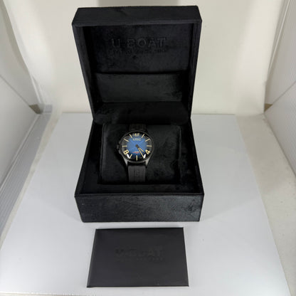 U-Boat Darkmoon Blue Dial Black Rubber Strap Quartz Mens Watch