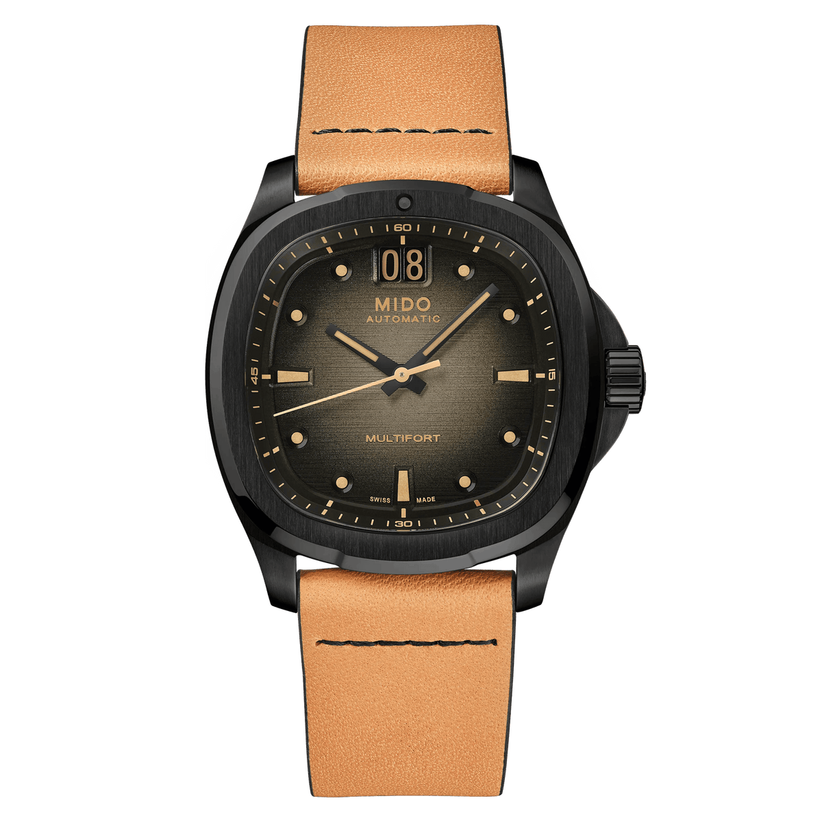 MIDO Multifort TV Big Date Black PVD Grey Dial M049.526.36.081.00 front