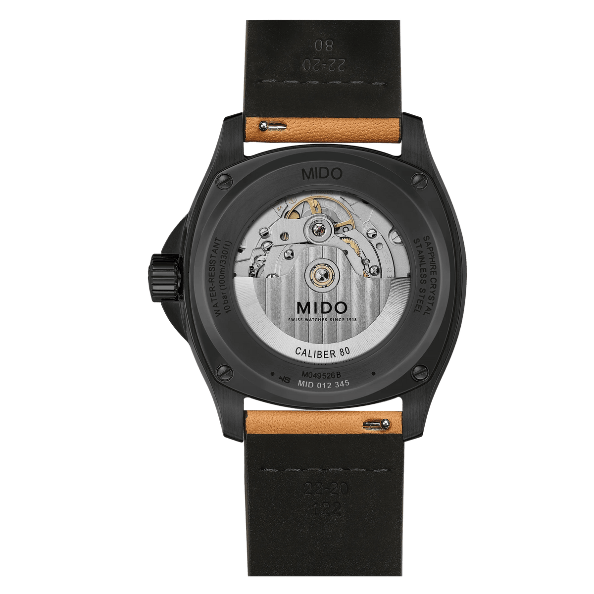 MIDO Multifort TV Big Date Black PVD Grey Dial M049.526.36.081.00 case back