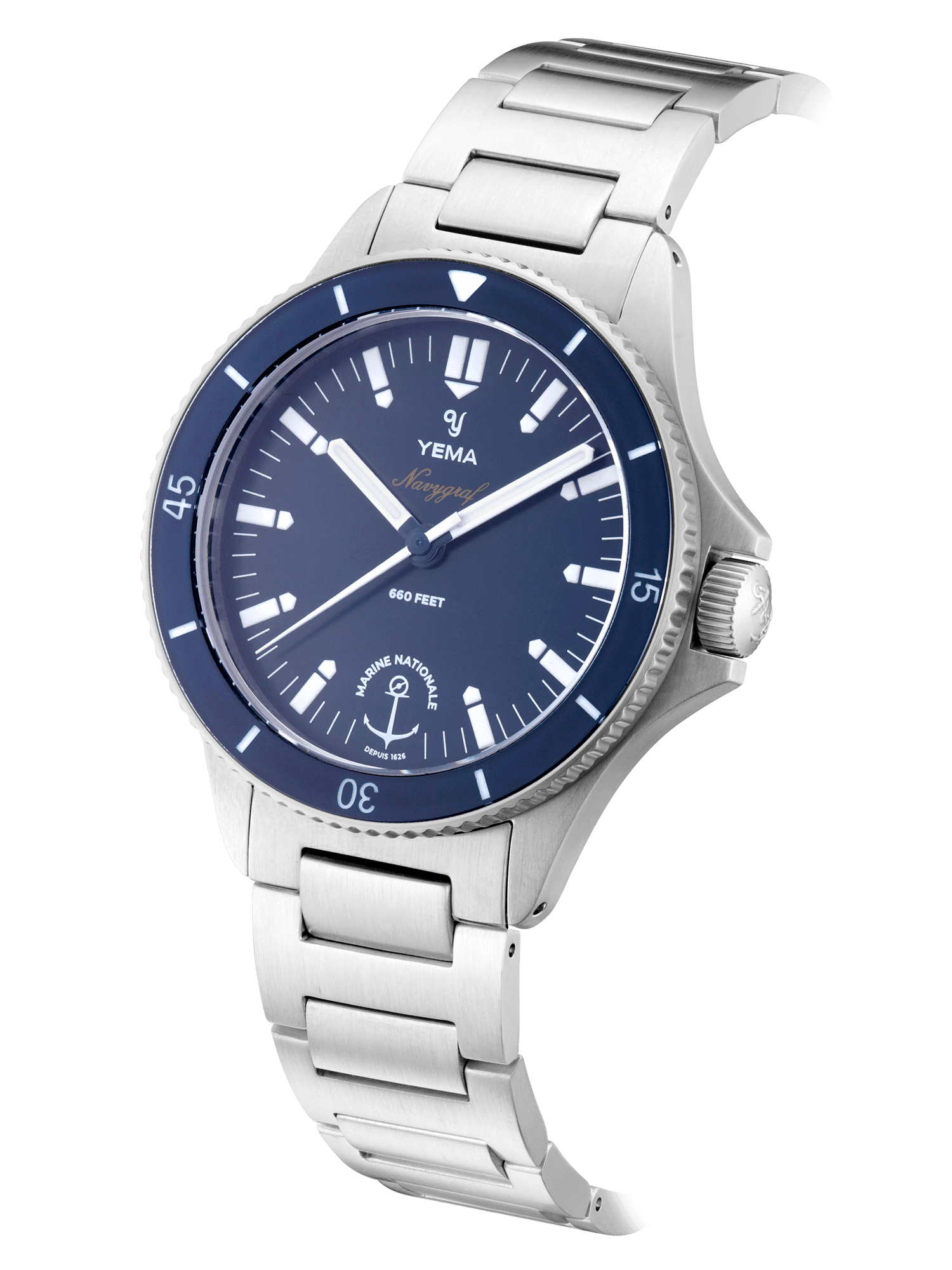 YEMA Navygraf Marine Nationale Quartz Diver Steel YMHFMN39-GM