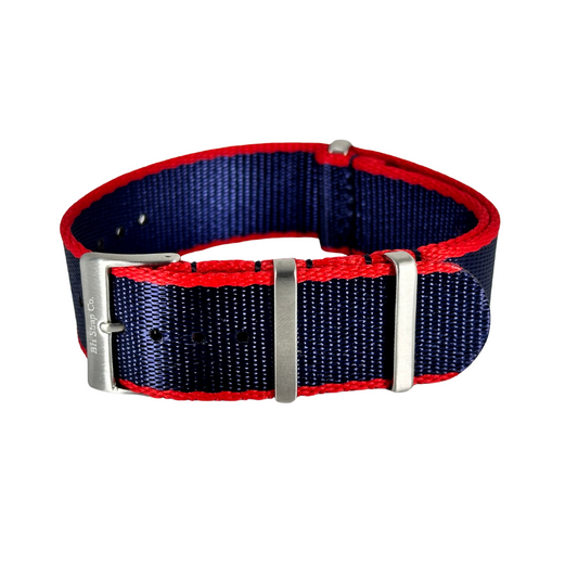 Nylon Nato Strap 22mm - Navy Blue Red