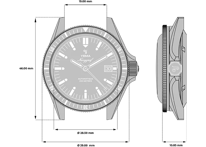 YEMA Navygraf Heritage Iconic Dial Steel  Bracelet Blue 39mm | YNAV25-GM