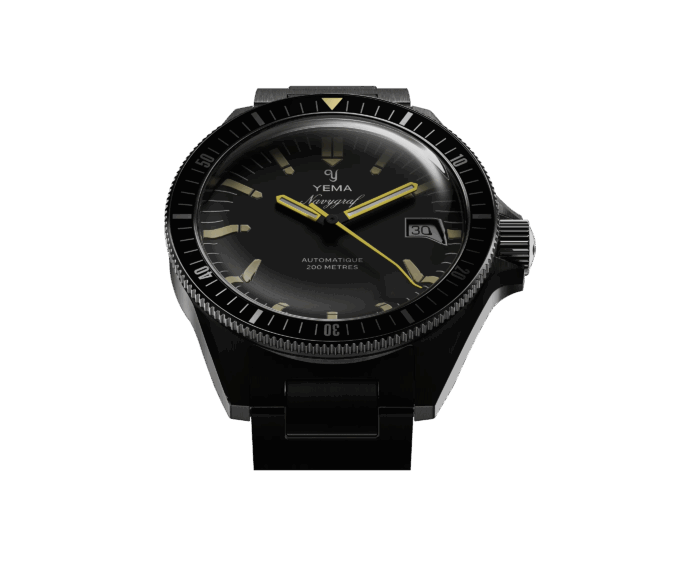 YEMA Navygraf Heritage Iconic Dial Rubber Strap Black 39mm | YNAV25-ATP