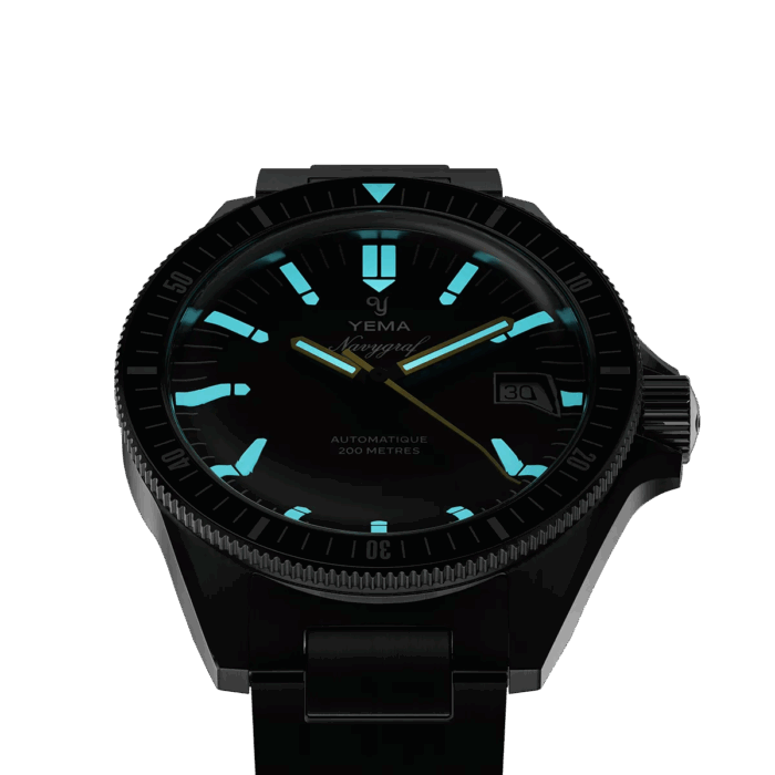 YEMA Navygraf Heritage Iconic Dial Rubber Strap Black 39mm | YNAV25-ATP