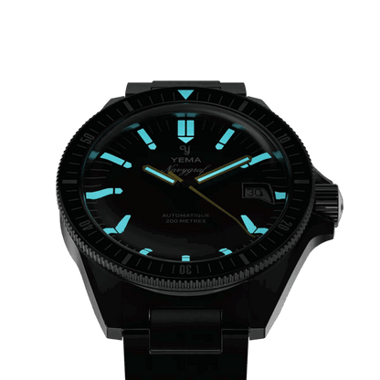 YEMA Navygraf Heritage Iconic Dial Rubber Strap Black 39mm | YNAV25-ATP