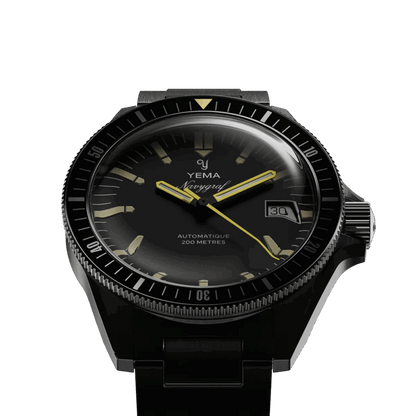 YEMA Navygraf Heritage Iconic Dial Rubber Strap Black 39mm | YNAV25-ATP