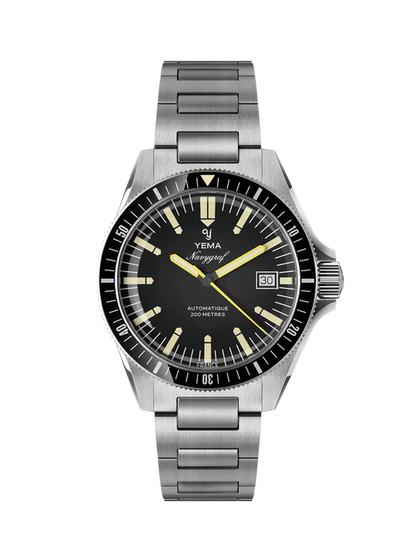YEMA Navygraf Heritage Iconic Dial Steel Bracelet Black 39mm | YNAV25-AM