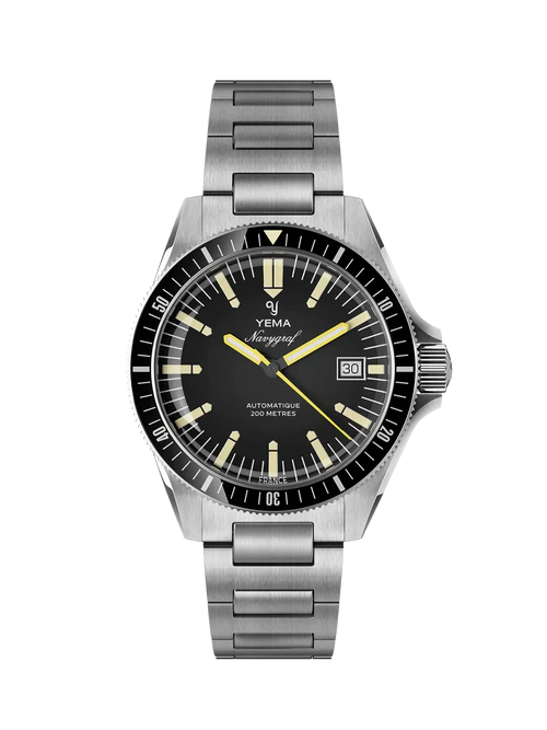 YEMA Navygraf Heritage Iconic Dial Steel Bracelet Black 39mm | YNAV25-AM