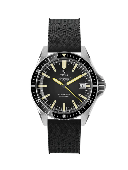 YEMA Navygraf Heritage Iconic Dial Rubber Strap Black 39mm | YNAV25-ATP