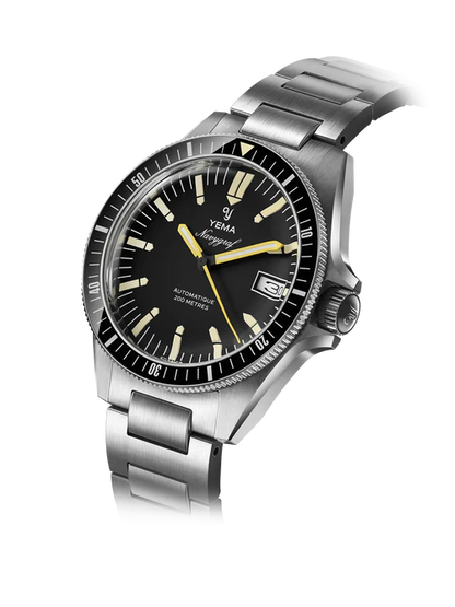 YEMA Navygraf Heritage Iconic Dial Steel Bracelet Black 39mm | YNAV25-AM