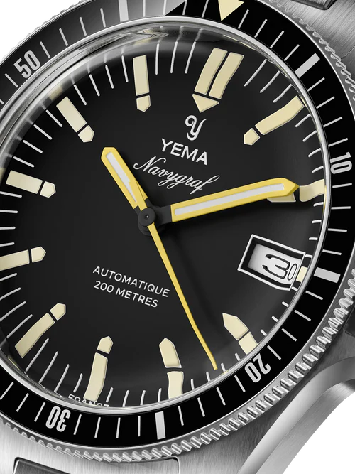 YEMA Navygraf Heritage Iconic Dial Steel Bracelet Black 39mm | YNAV25-AM