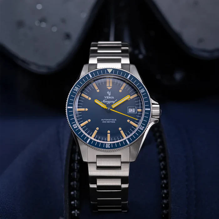 YEMA Navygraf Heritage Iconic Dial Steel  Bracelet Blue 39mm | YNAV25-GM