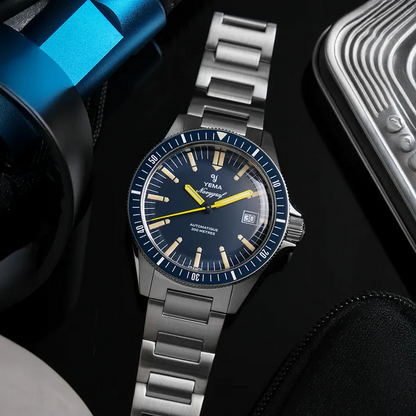 YEMA Navygraf Heritage Iconic Dial Steel  Bracelet Blue 39mm | YNAV25-GM
