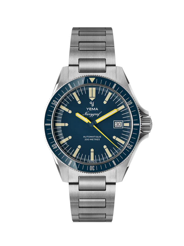 YEMA Navygraf Heritage Iconic Dial Steel  Bracelet Blue 39mm | YNAV25-GM