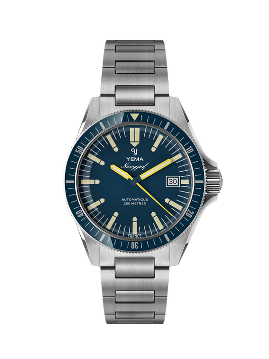 YEMA Navygraf Heritage Iconic Dial Steel  Bracelet Blue 39mm | YNAV25-GM