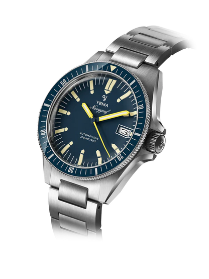 YEMA Navygraf Heritage Iconic Dial Steel  Bracelet Blue 39mm | YNAV25-GM