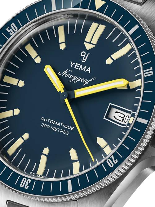 YEMA Navygraf Heritage Iconic Dial Steel  Bracelet Blue 39mm | YNAV25-GM