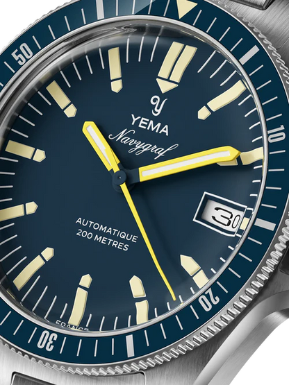 YEMA Navygraf Heritage Iconic Dial Steel  Bracelet Blue 39mm | YNAV25-GM