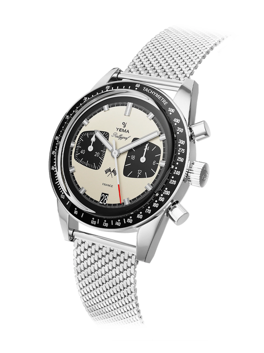 YEMA Rallygraf Meca Quartz Panda Steel Mesh | YMHF1580-BM