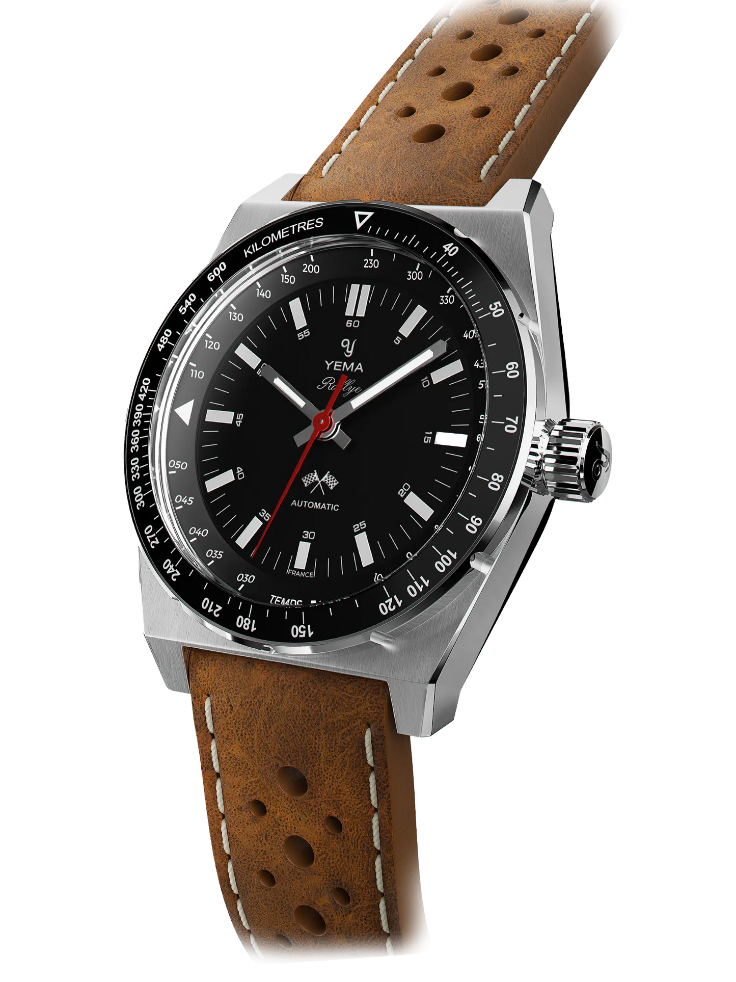 YEMA Urban Sport Rallygraf 39mm Brown Leather | YRAL23-AU34S