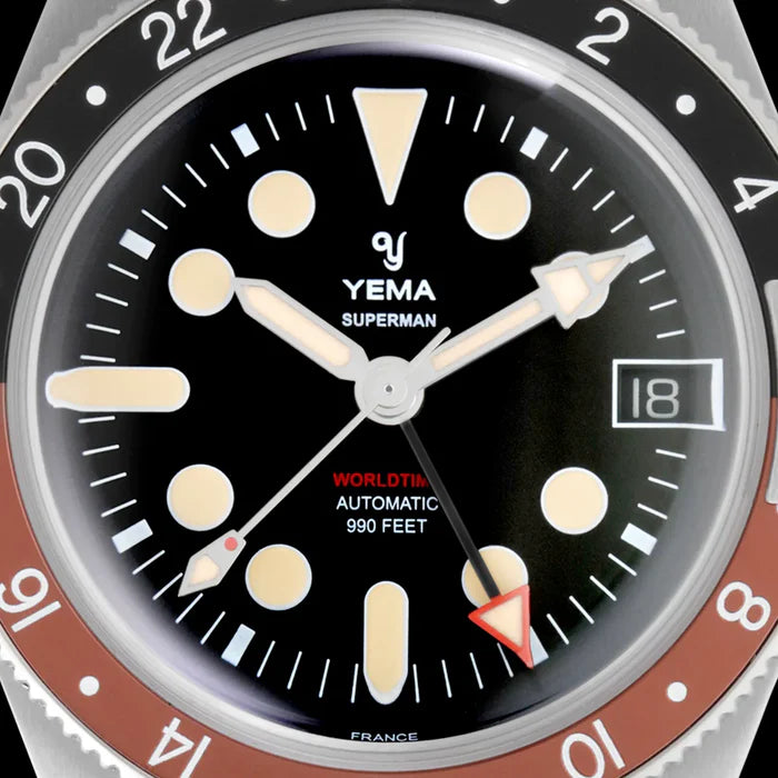 YEMA Superman Worldtime GMT Coke 39mm | YGMT21B39-CMS