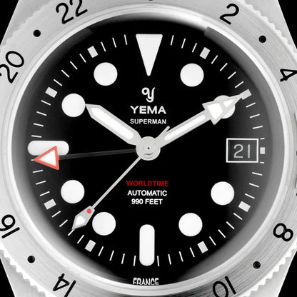 YEMA Superman Worldtime GMT Steel 39mm | YGMT21A39-AMS