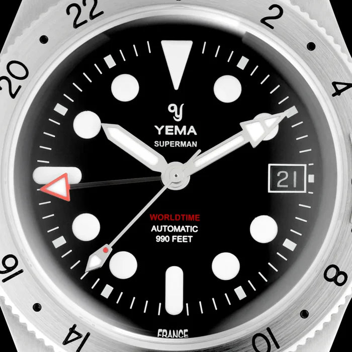YEMA Superman Worldtime GMT Steel 41mm | YGMT21A41-AMS