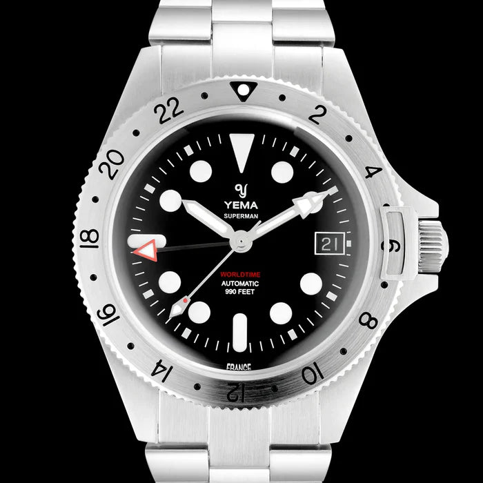 YEMA Superman Worldtime GMT Steel 39mm | YGMT21A39-AMS