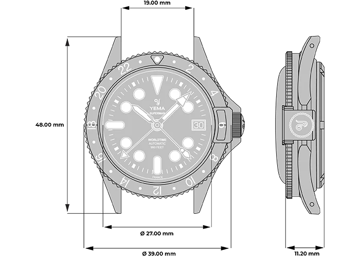 YEMA Superman Worldtime GMT Coke 39mm | YGMT21B39-CMS