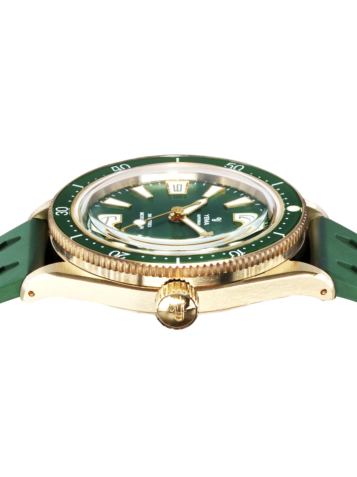 YEMA Skin Diver Slim Bronze CMM.20 Green Dial Leather Strap 39mm