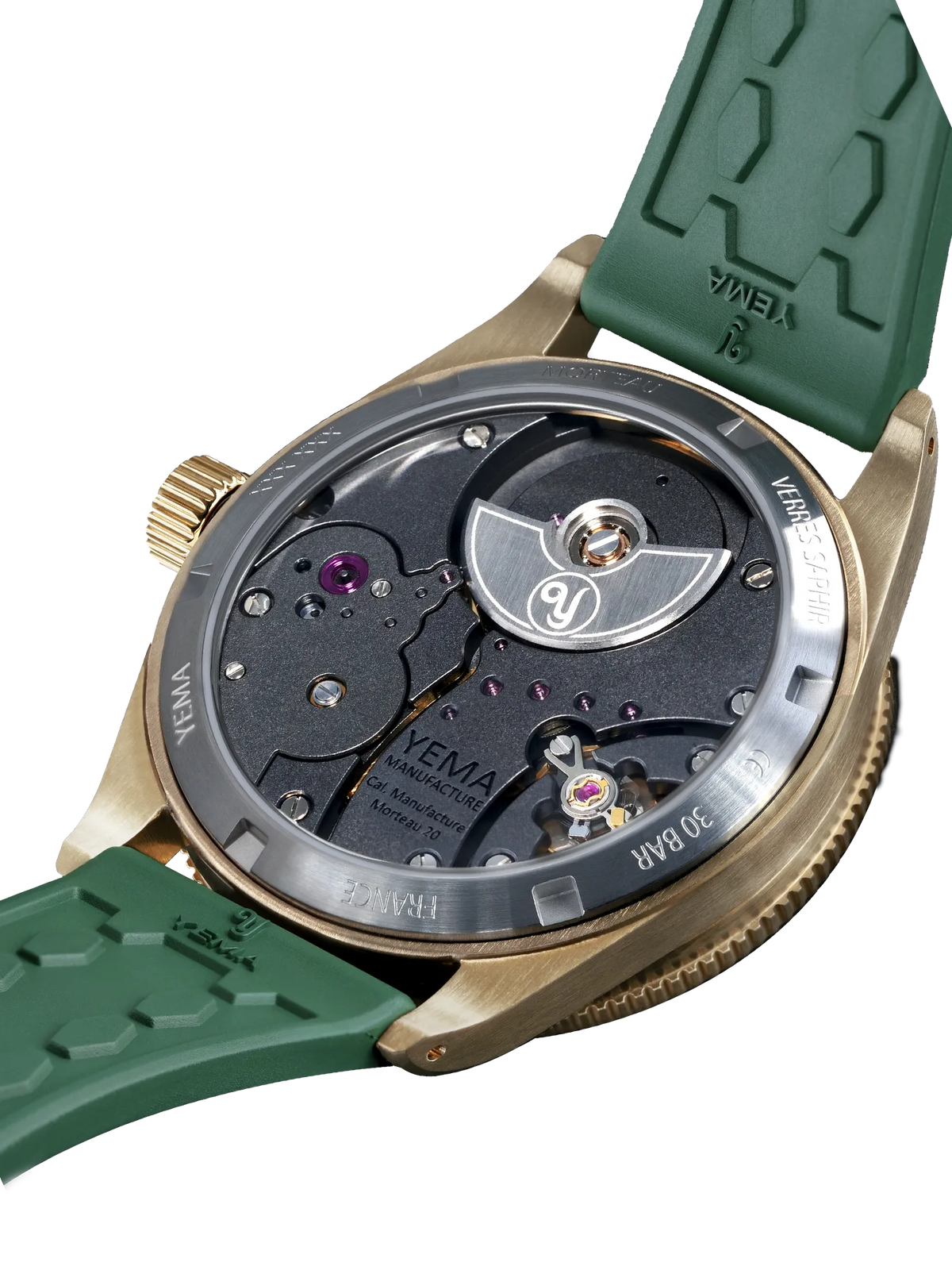 YEMA Skin Diver Slim Bronze CMM.20 Green Dial Leather Strap 39mm