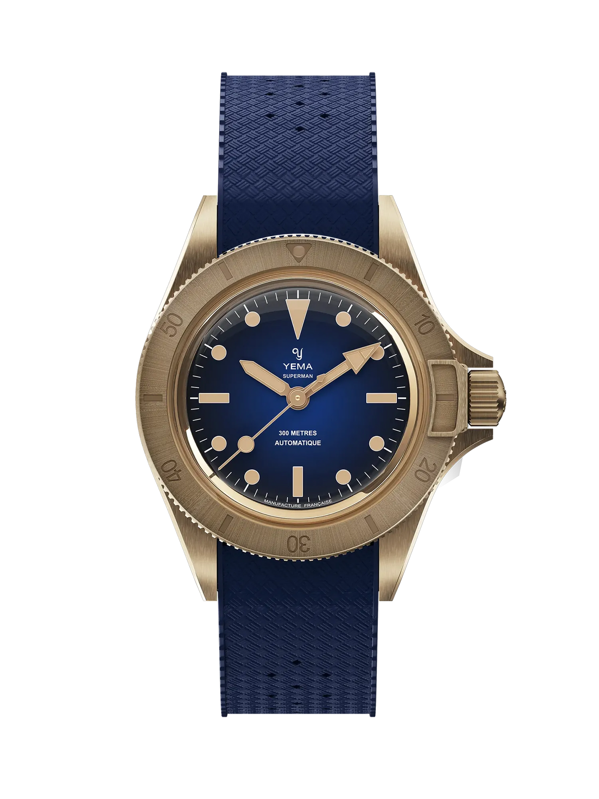 YEMA Superman Bronze CMM.10 Blue Small Rubber Strap 39mm