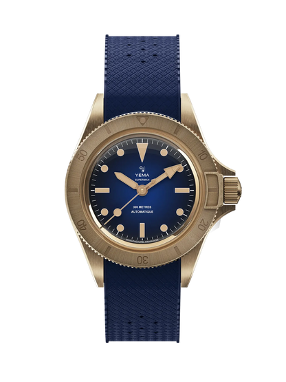 YEMA Superman Bronze CMM.10 Blue Small Rubber Strap 39mm