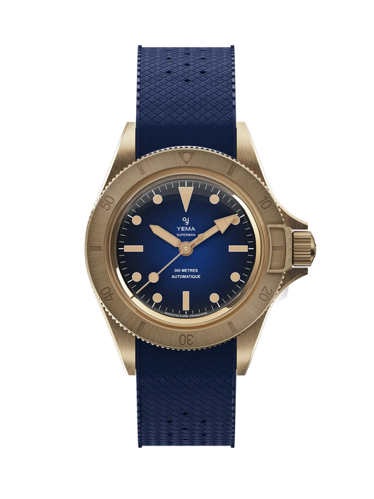 YEMA Superman Bronze CMM.10 Blue Small Rubber Strap 39mm