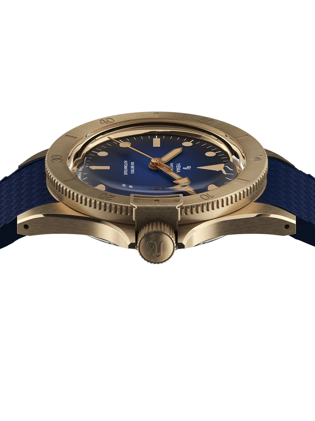 YEMA Superman Bronze CMM.10 Blue Small Rubber Strap 39mm