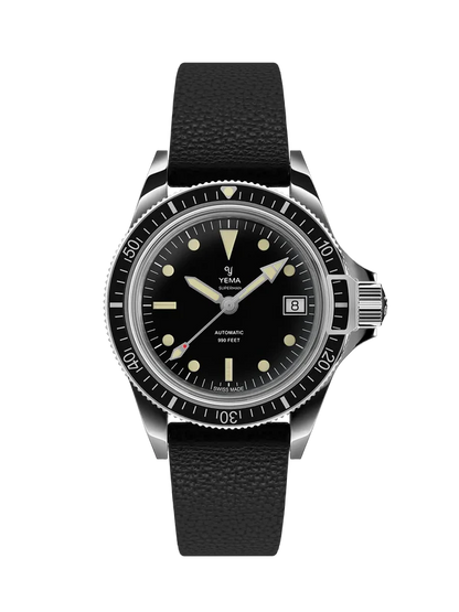 YEMA Superman Heritage Leather Strap Black 41mm | YSUP25A41-A90S
