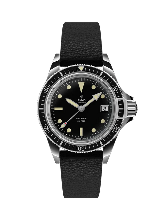 YEMA Superman Heritage Leather Strap Black 41mm | YSUP25A41-A90S