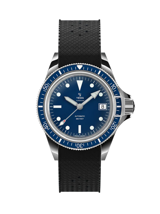 YEMA Superman Heritage FKM Rubber Integrated Strap 39mm | YSUP25B39-GRBIS
