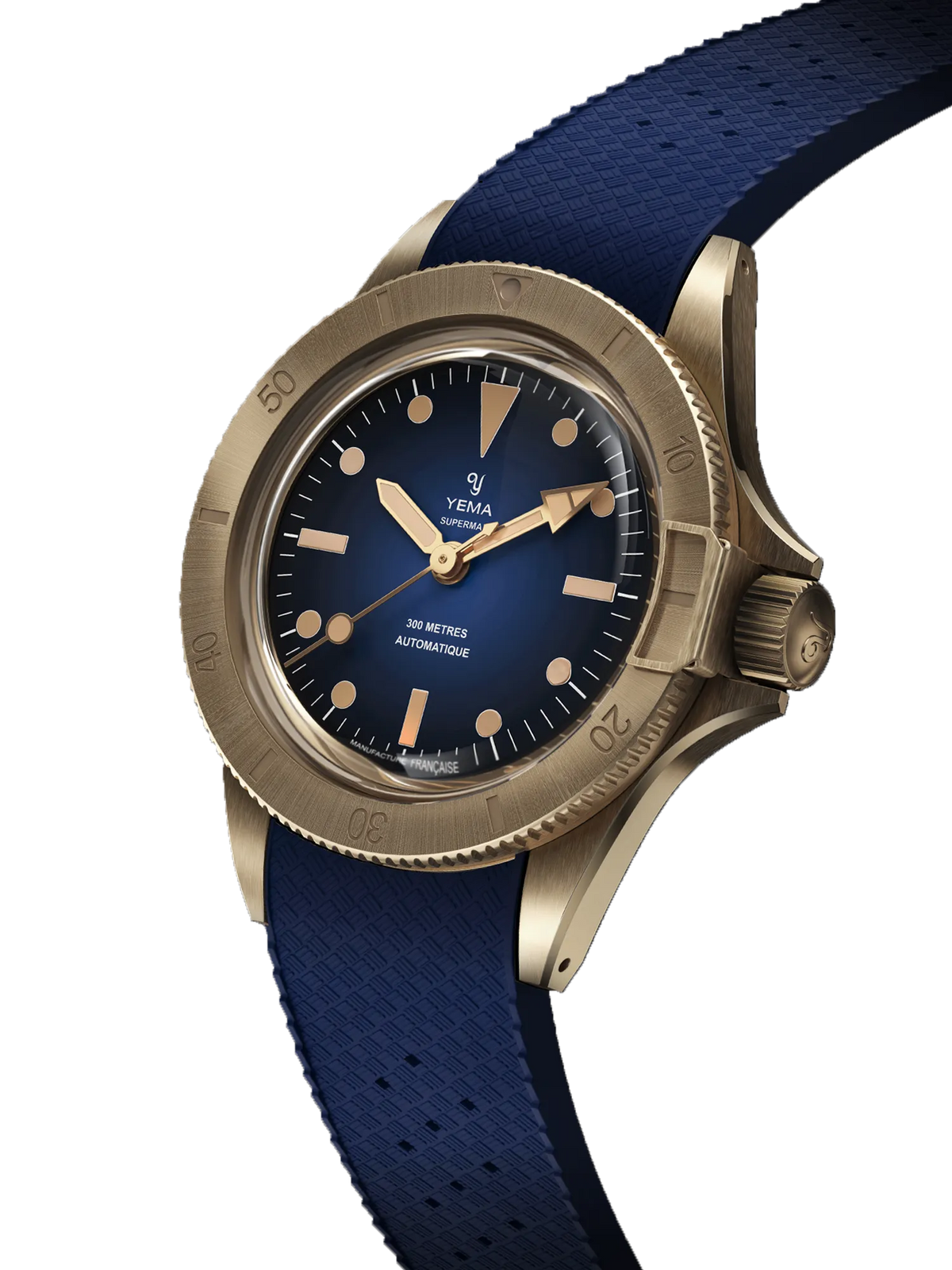YEMA Superman Bronze CMM.10 Blue Small Rubber Strap 39mm