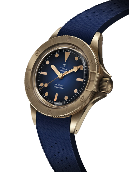YEMA Superman Bronze CMM.10 Blue Small Rubber Strap 39mm