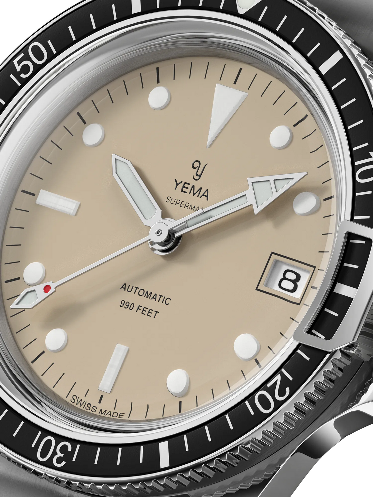 YEMA Superman Heritage Beige Dial Steel Bracelet 39mm